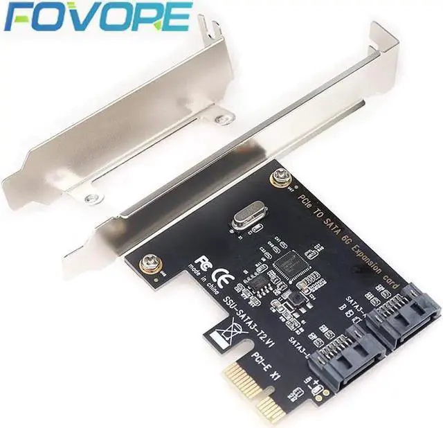 Alt view image 6 of 6 - Aomoproing PCI-E PCI Express to SATA 3.0 Extension Card with Bracket 2-Port SATA III 6Gbps Expansion Adapter pci e sata3 pcie sata 3 card