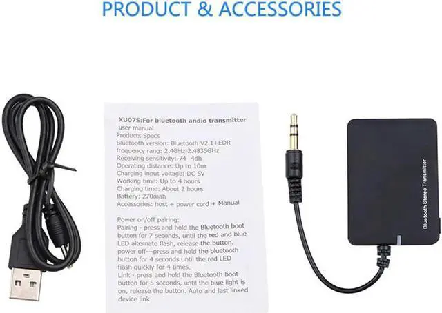 Alt view image 2 of 6 - Mini 3.5mm Bluetooth Audio Transmitter Music Receiver A2DP Stereo Dongle Adapter for TV iPod Mp3 Mp4 PC