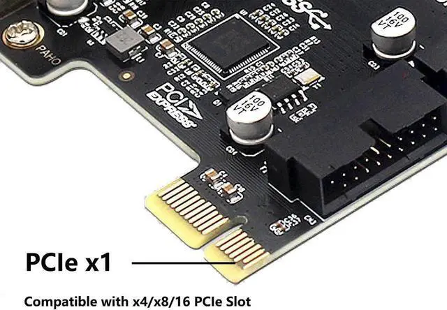 Alt view image 5 of 6 - PCI-E 1X to 2 Ports Internal USB 3.0 19Pin 20Pin Header for Front Panel,USB 3.0 5Gbps to PCIe Expansion Card Adapter with High & Low Profile Bracket for Desktop Computer Motherboard