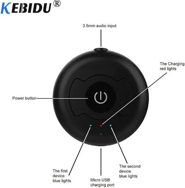 Alt view image 2 of 6 - Multi-point Wireless Audio Bluetooth V4.0 Transmitter 3.5mm For Car A2DP Music Stereo Dongle Adapter for TV Smart PC MP3