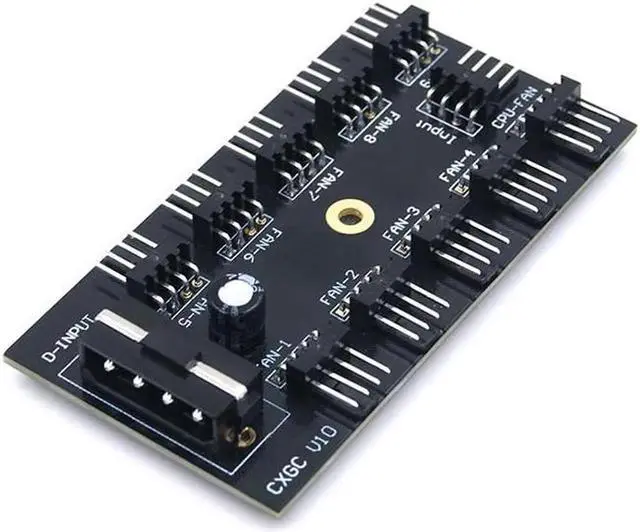 Alt view image 2 of 3 - 10 Ports PWM Fan Hub Splitter Controller,Molex IDE 4pin to 10 4pins PWM CPU Fan Adapter w/ 1FT Power Cable,Compatible with 3pin Case Fan