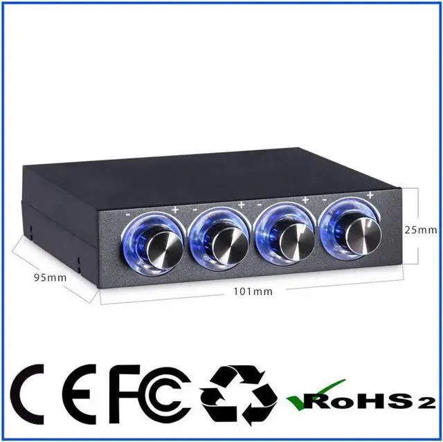 Alt view image 2 of 3 - CPU/ case Multi- fan speed controller front panel for 3.5" PC Drive Bay w/ 4 Channel PC computer cooling controller temperature