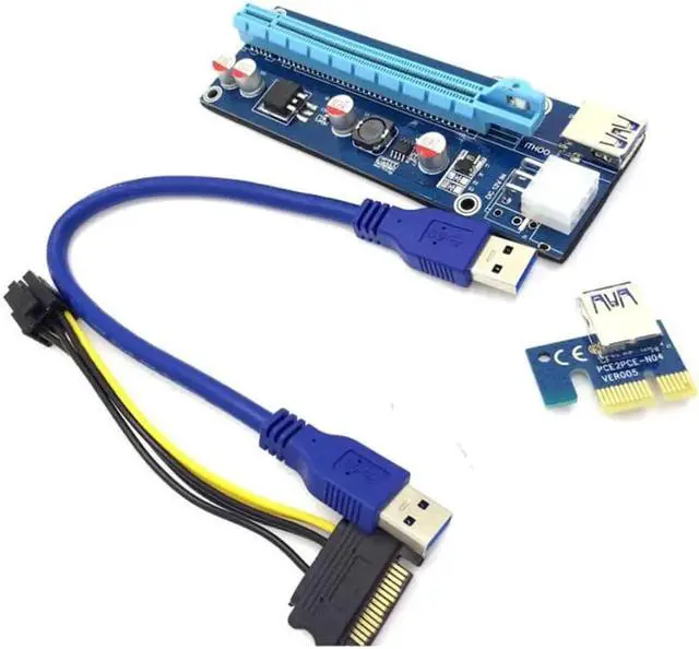 Alt view image 2 of 3 - Aomoproing New Pcie Pci-e Pci Express Riser Card 1x To 16x GPU Usb 3.0 Extender Riser X1 X16 Card Adapter SATA 6Pin Power Cable Miner