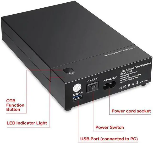 Main image of ENU335HDD USB 3.0 to 3.5inch or 2.5 inch SATA External Hard Disk Drive Enclosure w/ UASP, Tool-Free HDD SSD Docking Station for 2.5" 3.5" SATA I/II/ III HDD SSD Up to 8TB, Support OTB Function