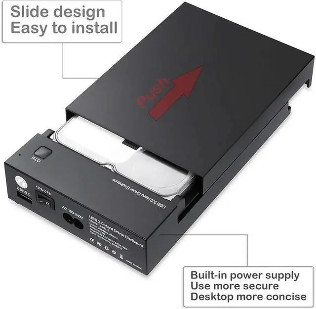 Alt view image 3 of 6 - ENU335HDD USB 3.0 to 3.5inch or 2.5 inch SATA External Hard Disk Drive Enclosure w/ UASP, Tool-Free HDD SSD Docking Station for 2.5" 3.5" SATA I/II/ III HDD SSD Up to 8TB, Support OTB Function