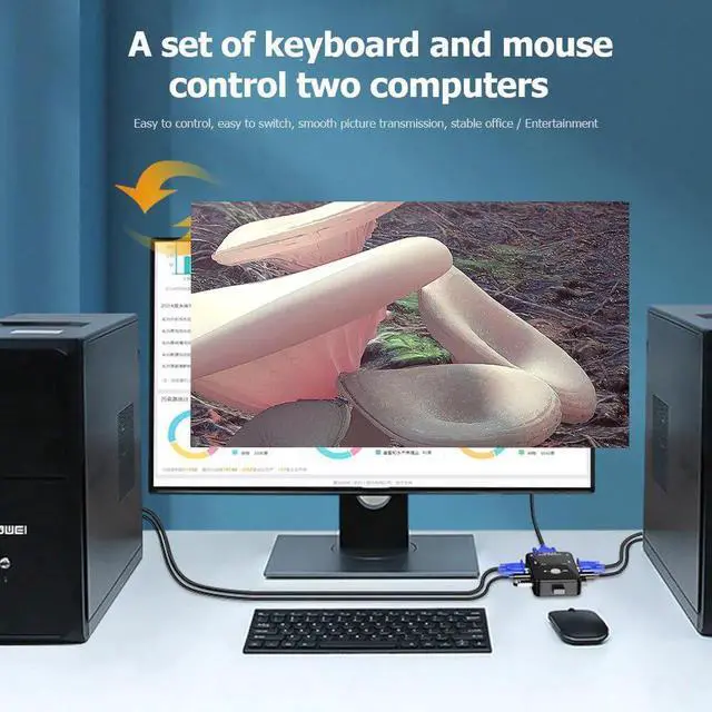 Alt view image 5 of 6 - 2 Port USB HDMI-compatibl KVM Switch Box 2 in 1 Out 1920*1080 VGA Splitter Box Sharing for Keyboard Mouse Monitor Computer