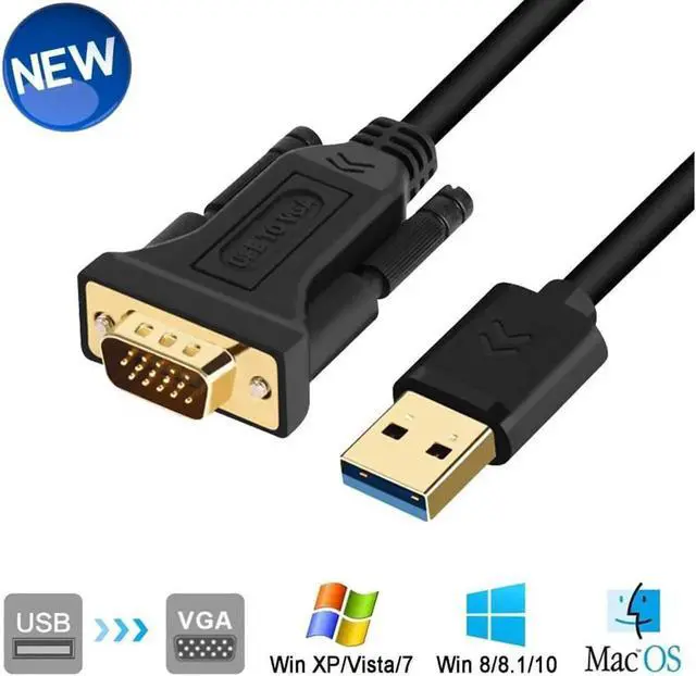 Main image of USB to VGA Adapter Cable 5FT/1.5M Compatible with Mac OS Windows XP/Vista/10/8/7, USB 3.0 to VGA Male 1080P Monitor Display Video Adapter/Converter Cord (5Feet/1.5M)
