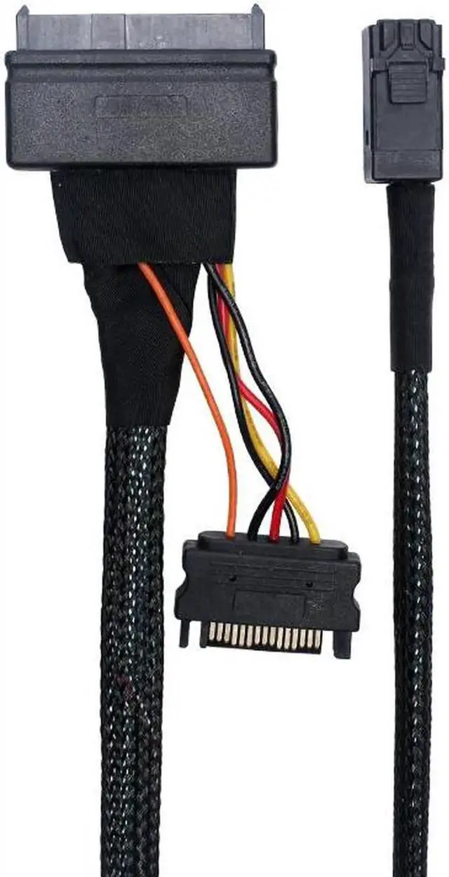 Alt view image 2 of 4 - Internal 12G HD Mini SAS SFF-8643 to U.2 SFF-8639 NVMe PCIe SSD Adapter Cable with SATA Power for Mainboard Intel SSD 750 p3600 p3700 U2 SFF8639 - 1.0 Meter