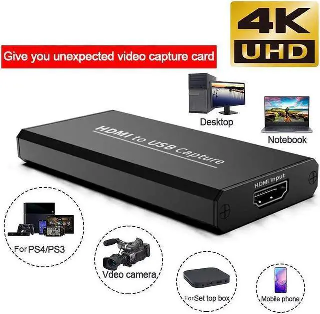Alt view image 2 of 7 - 4K USB Video Capture Card USB 2.0 HDMI Video Grabber Record adapter with Loop Audio for Record via DSLR Camcorder Camera PC Youtube OBS Live Streaming Broadcast