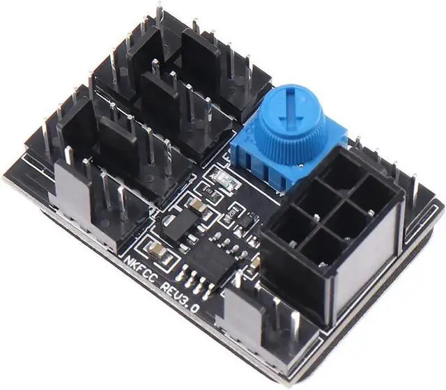 Alt view image 3 of 6 - GPU 6Pin Powered PWM 4 Pin Fan Controller Hub 17A High-Power 8 Ports 4Pin CPU Case Cooler 12V Fan Speed Splitter Adapter w/ Dual Molex LP4 to PCIe 6-Pin Splitter Cable, - 2Pin & 3Pin Fan Compatible