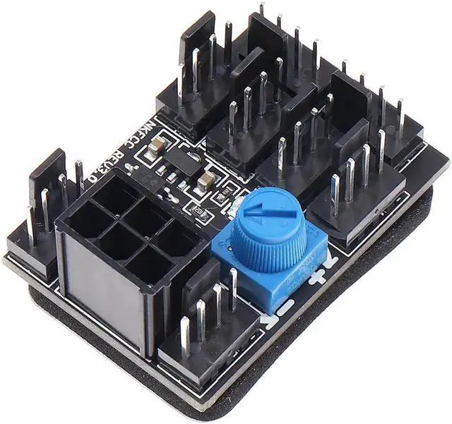 Alt view image 5 of 6 - GPU 6Pin Powered PWM 4 Pin Fan Controller Hub 17A High-Power 8 Ports 4Pin CPU Case Cooler 12V Fan Speed Splitter Adapter w/ Dual Molex LP4 to PCIe 6-Pin Splitter Cable, - 2Pin & 3Pin Fan Compatible