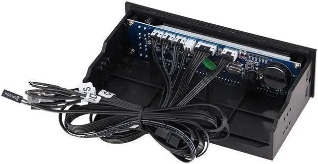 Alt view image 3 of 6 - Computer 5.25" Front Panel Bay 3 Channel automatic temperature CPU Case fan speed controller w/ HDD PC Temp Sensor LED Display