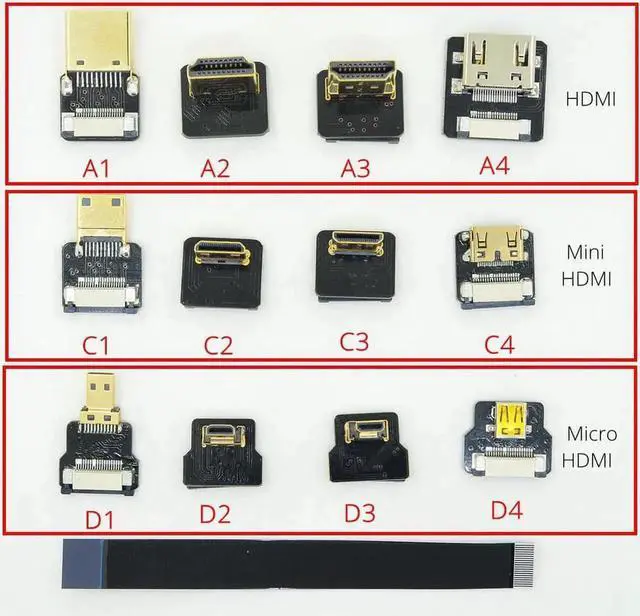 Alt view image 6 of 6 - A1-D FPV Micro HDMI D Type 90 degree Adapter 5cm - 100cm FPC Ribbon Flat HDMI Cable for Multicopter Aerial Photography GH4