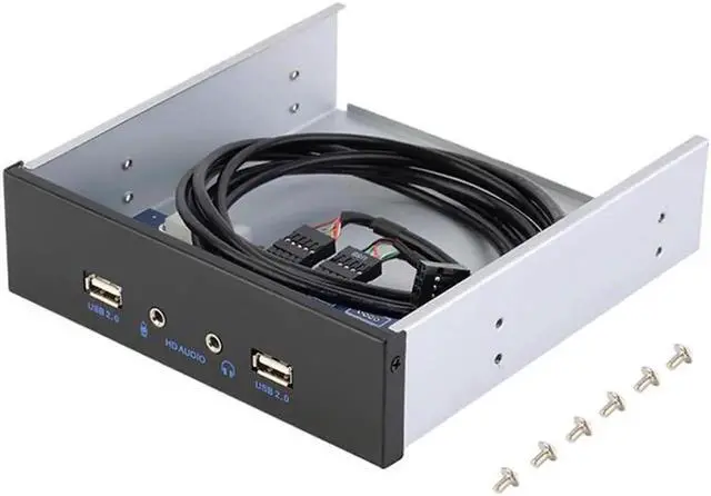 Main image of FP525U22AM PC Case 5.25 inch front panel 2 Ports USB 2.0 USB Hub w/ HD Audio Output & Microphone,2.6ft USB 9pin to 2x USB 2.0 Splitter w/ Stereo Audio Mic