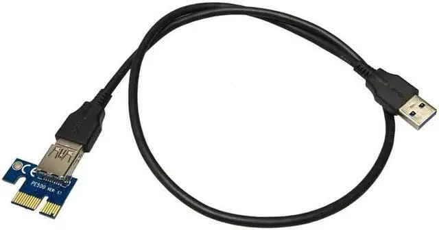 Alt view image 6 of 6 - PCIe PCI-E PCI Express Riser Card 1x to 16x USB 3.0 Data Cable SATA to 4pin IDE Molex Power Supply 60cm for BTC, LTC, ETH