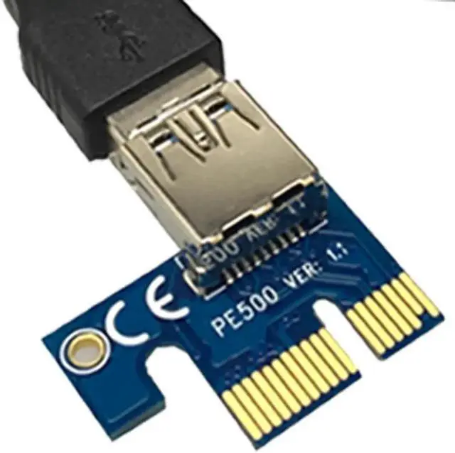 Alt view image 4 of 6 - PCIe PCI-E PCI Express Riser Card 1x to 16x USB 3.0 Data Cable SATA to 4pin IDE Molex Power Supply 60cm for BTC, LTC, ETH