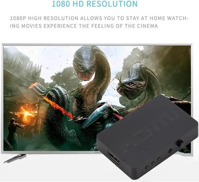 Alt view image 4 of 5 - HDMI-compatible Splitter 3 Port Hub Box Auto Switch 3 In 1 Out Switcher 1080P Hd 1.4 Remote Control For Project Hdtv Xbox360 Ps3