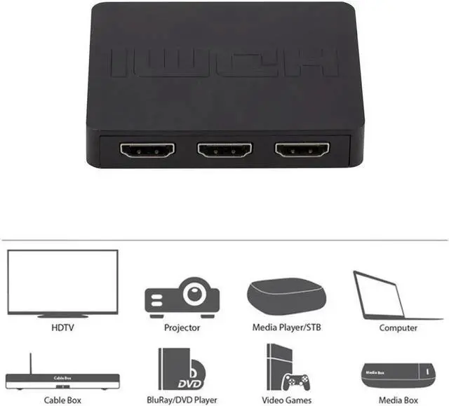 Alt view image 2 of 5 - HDMI-compatible Splitter 3 Port Hub Box Auto Switch 3 In 1 Out Switcher 1080P Hd 1.4 Remote Control For Project Hdtv Xbox360 Ps3