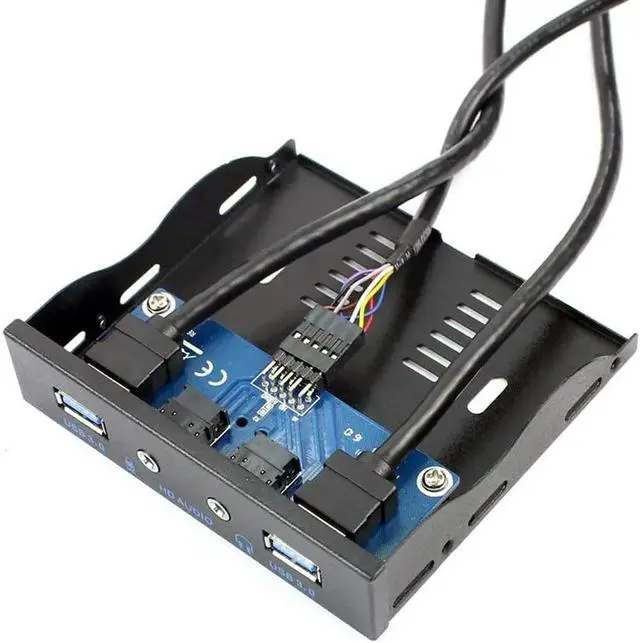 Alt view image 6 of 6 - 3.5" Front Panel USB 3.0 Hub, Motherboard 20 Pin to 2 Ports USB 3.0 Splitter, HD Audio Mic Connector Adapter with Internal Floppy Bay Bracket - 2 Feet Cables