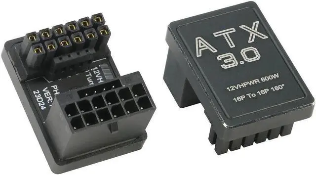 Main image of 12VHPWR 180 Degree Angled Adapter: Aluminum ATX 3.0 16 Pin GPU Power Connector 600W Pcie5.0 Power Adapter for 12+4pin RTX 3090Ti 4070Ti 4080 4090 Graphic Card GPU (Type A, 2 Pack)