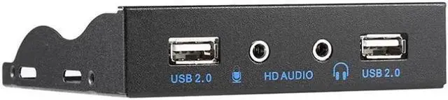 Main image of FT35U22AM USB 2.0 Desktop PC Case 3.5" Front Panel Audio, USB 9 Pin to 2 Ports USB 2.0 Female Splitter Hub Floppy Bay Panel w/ HD Stereo Audio & Microphone - 2 Feet 9Pin Cable, Black