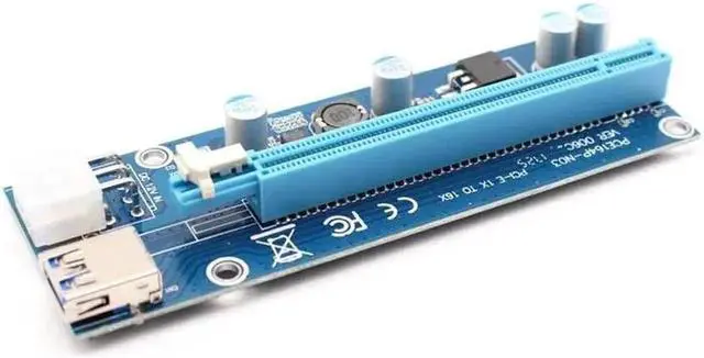 Alt view image 4 of 6 - Riser Card 60CM PCIe PCI-E PCI Express Card 1x to 16x USB 3.0 Data Cable SATA to 6Pin IDE Power Supply for Bitcoin Miner Mining