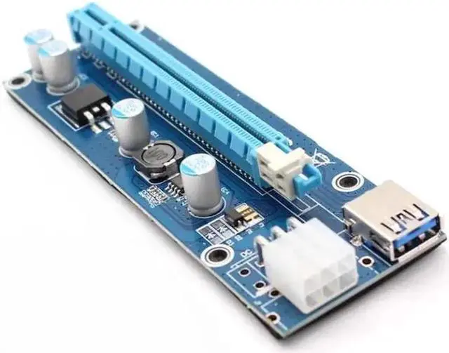 Alt view image 5 of 6 - Riser Card 60CM PCIe PCI-E PCI Express Card 1x to 16x USB 3.0 Data Cable SATA to 6Pin IDE Power Supply for Bitcoin Miner Mining