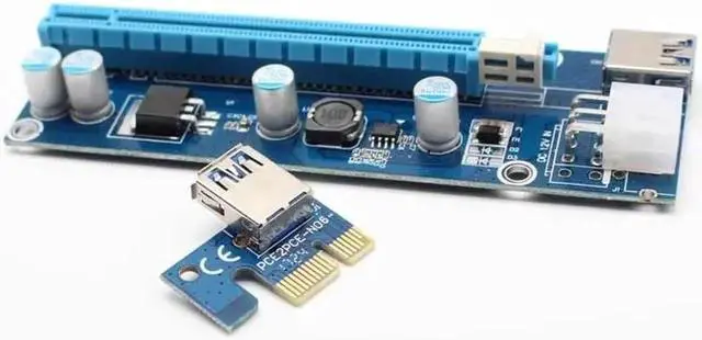Alt view image 2 of 6 - Riser Card 60CM PCIe PCI-E PCI Express Card 1x to 16x USB 3.0 Data Cable SATA to 6Pin IDE Power Supply for Bitcoin Miner Mining