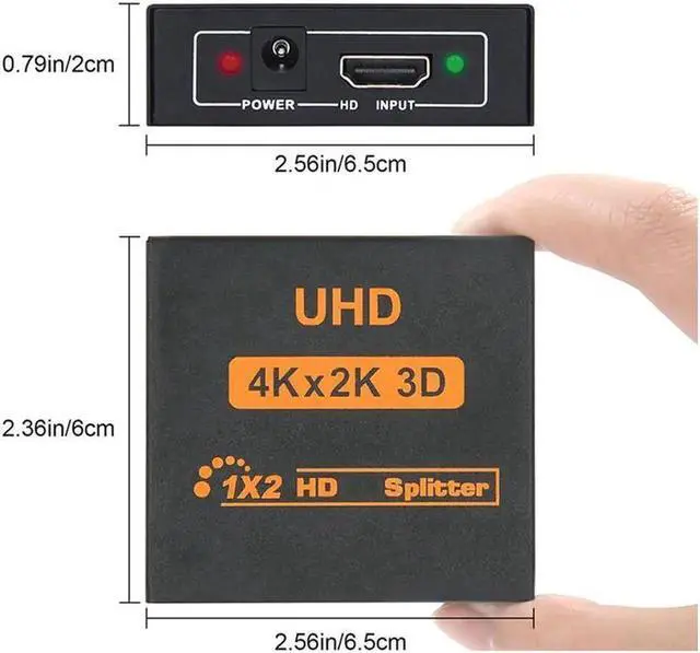 Alt view image 3 of 7 - 4K Splitter UHD 3D HDMI Splitter HD 1X2 1080P Switch Splitter 1 in 2 out Switcher Repeater for HDTV DVD PS3/4 Xbox PC