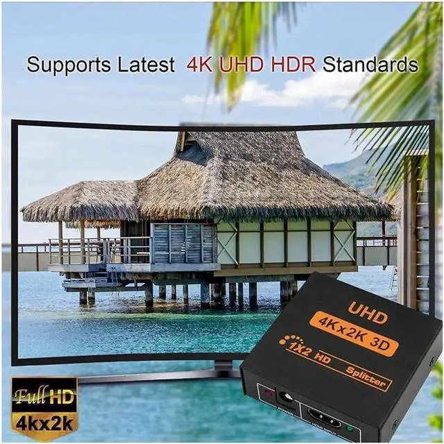 Alt view image 2 of 7 - 4K Splitter UHD 3D HDMI Splitter HD 1X2 1080P Switch Splitter 1 in 2 out Switcher Repeater for HDTV DVD PS3/4 Xbox PC