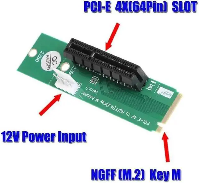 Alt view image 5 of 6 - Express Adapter Converter NGFF M.2 to PCI-e 4X Slot Riser Card M Key M.2 SSD Port to PCIfor PCI-E X1 to X4 m.2 Riser card