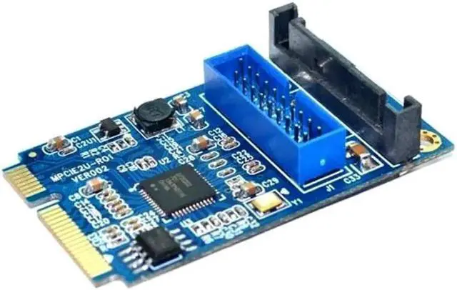 Alt view image 3 of 4 - Motherboard Mini PCI Express to Dual USB 3.0 19-pin Expansion Card Adapter PCI-E to 2 ports USB 3.0 SATA Adapter