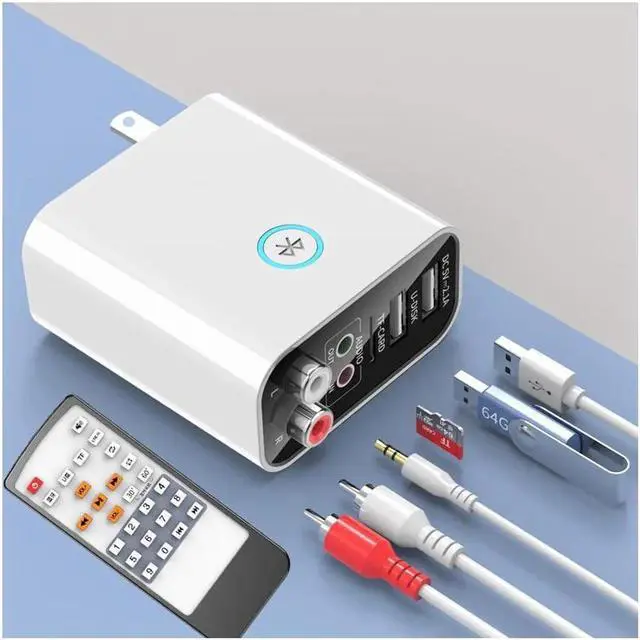 Alt view image 4 of 7 - 2 In 1 Bluetooth 5.0 Receiver Transmitter 3.5mm Aux L/R RCA Wireless Audio Adapter U Disk/TF Play Support APP Control USB Charger