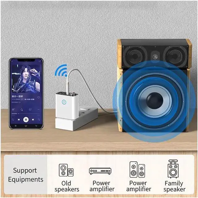 Alt view image 2 of 7 - 2 In 1 Bluetooth 5.0 Receiver Transmitter 3.5mm Aux L/R RCA Wireless Audio Adapter U Disk/TF Play Support APP Control USB Charger
