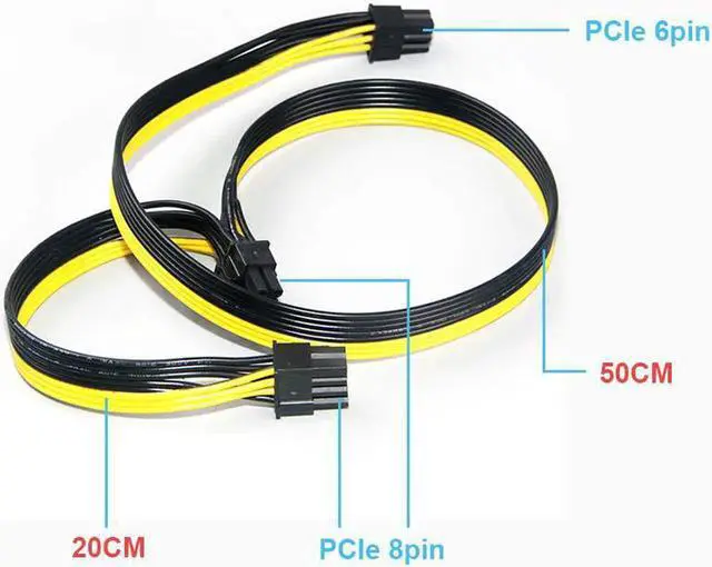 Alt view image 2 of 3 - Modular PSU Power Supply Cables PCI e Molex 6pin to 2 PCI-e 8 pin 6+2pin PCI Express Internal Power Splitter Ribbon Cable