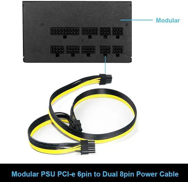 Alt view image 3 of 3 - Modular PSU Power Supply Cables PCI e Molex 6pin to 2 PCI-e 8 pin 6+2pin PCI Express Internal Power Splitter Ribbon Cable