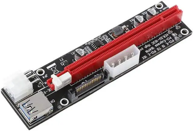 Alt view image 5 of 6 - Aomoproing 4pin 6pin SATA Power PCIExpress 16X Slot Riser Card USB 3.0 PCI-E PCI-Express 1x to 16x PCIE Riser for Bitcoin BTC Miner Mining
