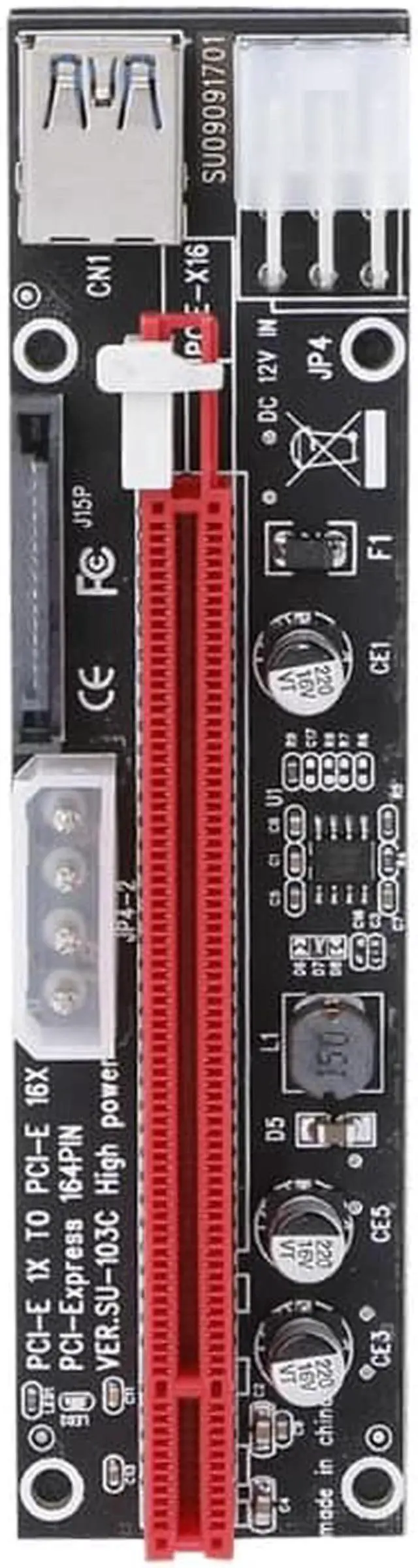 Alt view image 6 of 6 - Aomoproing 4pin 6pin SATA Power PCIExpress 16X Slot Riser Card USB 3.0 PCI-E PCI-Express 1x to 16x PCIE Riser for Bitcoin BTC Miner Mining