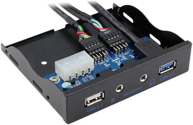 Main image of FP35U2U3AM 3.5 inch USB Front Panel Audio Microphone, USB 3.0 & USB 2.0 Hub Floppy Panel Adapter HD Stereo Audio Output & Mic input - 2 Feet 9pin, 20pin USB Cable, Black