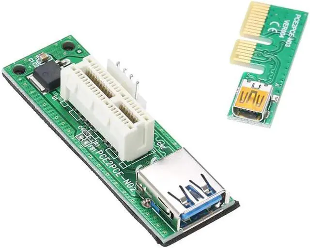 Alt view image 3 of 6 - Mini PCI-E X1 Extension Cable PCIE 1X Expansion Riser Card 90 Right Angle with USB Cable and SATA Cable