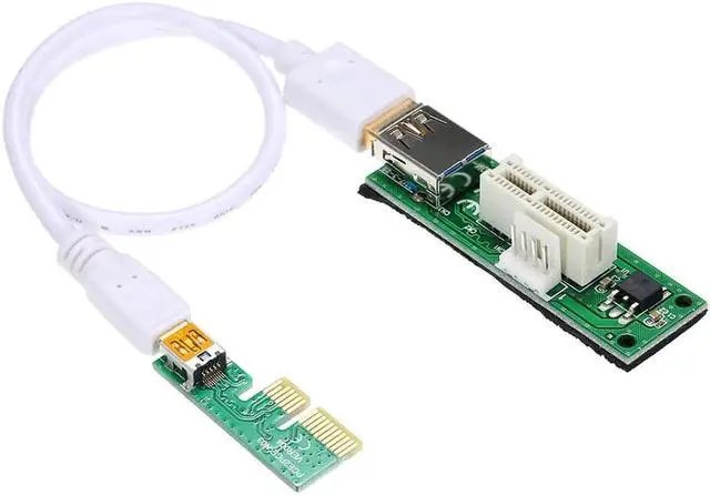 Alt view image 6 of 6 - Mini PCI-E X1 Extension Cable PCIE 1X Expansion Riser Card 90 Right Angle with USB Cable and SATA Cable