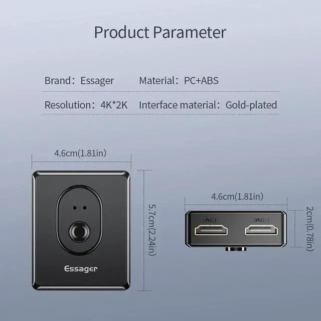 Alt view image 5 of 6 - HD Split Switcher KVM Switch USB Box 2 Port 4K Plastic Switch Keyboard Black