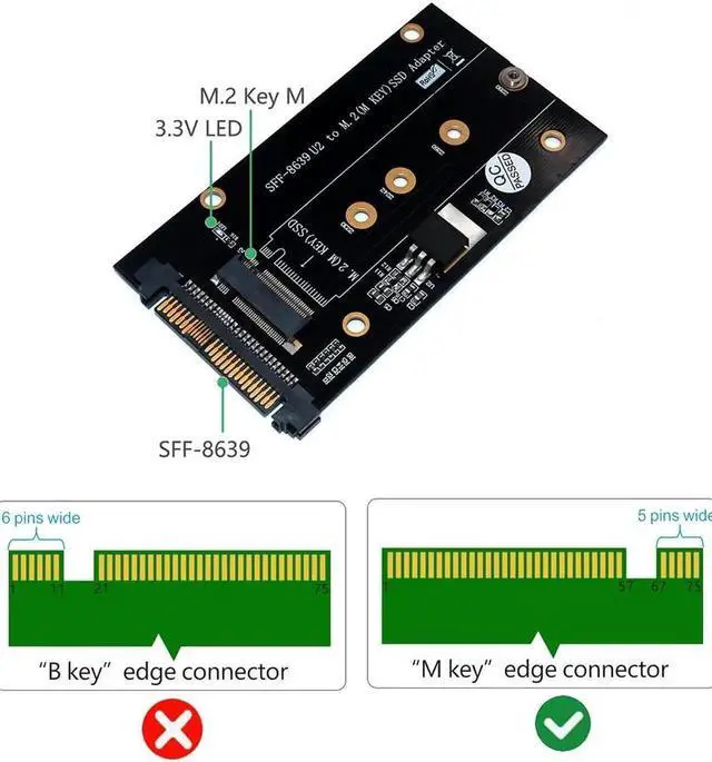 Alt view image 2 of 6 - M.2 NVMe PCI E SSD to PCI E U.2 SFF 8639 Adapter Card M2 M Key Adapter M.2 NVME to U.2 with M.2 Heatsink
