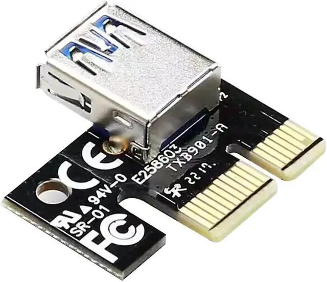 Alt view image 3 of 5 - PCI express Riser card Extender Cable USB 3.0 SATA PCI-E 1X to 16X Riser Card 4 Pin DC Power Supply Cable For Mining PSU Riser