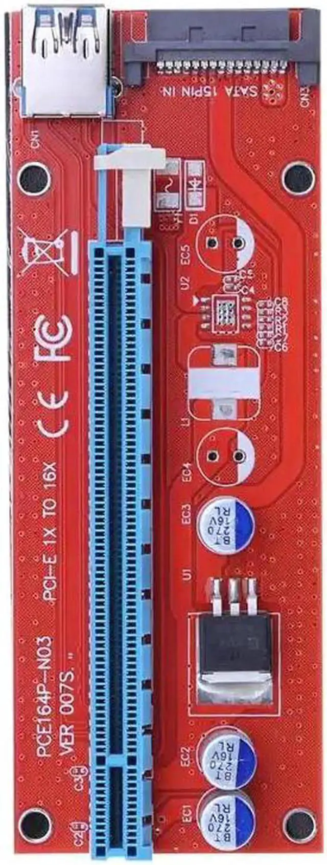 Alt view image 6 of 6 - 1x To 16x 60cm PCI-E PCI Express Riser Card Usb3.0 Cable SATA Power Cable PCIE Riser for Bitcoin Miner Mining Graphics Card