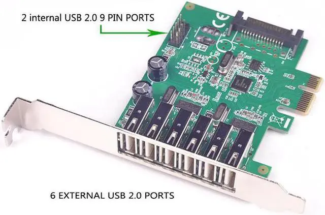 Alt view image 6 of 6 - 6 Ports USB 2.0 PCIE PCI-e HUB expansion Card PCI-Express card PCI-e 1x USB 2.0 USB2.0 to PCIe express PCI e adapter