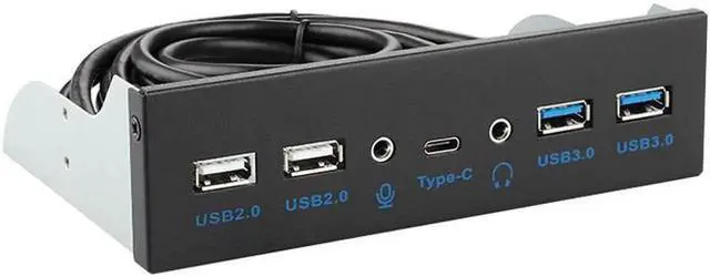 Main image of 5.25" Optical Drive USB Type C (10Gbps) Front Panel Computer Case Expansion Board w/ USB 3.1 Motherboard Header 20Pin Key-A,7 Ports Support Type-C, USB 3.0, USB 2.0, HD Audio & Microphone