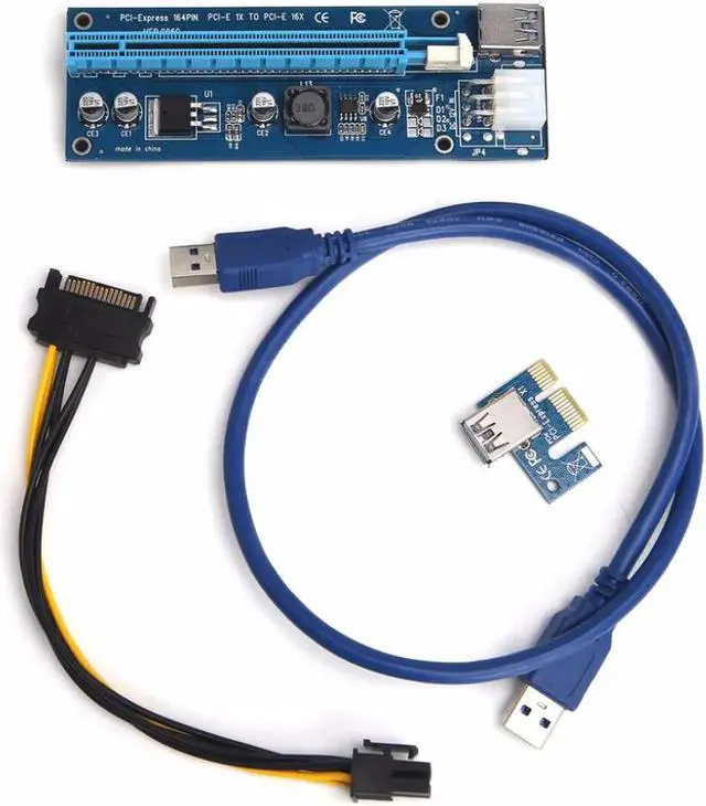 Main image of Aomoproing PCI-E Express 1x to16x Powered Extender Riser Adapter Card 60cm USB 3.0 Cable