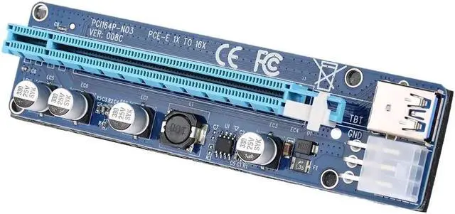 Alt view image 4 of 6 - USB 3.0 PCI-E PCI Express Extension Cable 1X to 16X Extender Riser Mining Graphics Card Adapter with SATA 15Pin-6Pin Power Cable