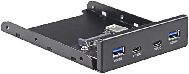 Alt view image 2 of 3 - Dual 5Gb/s USB 3.1 Type-C & USB 3.0 Computer 3.5 inch Floppy Bay Front Panel 4 Ports USB Hub, USB3 19Pin to 2x USB 3.0 USB-C + 2x Type A Splitter Adapter
